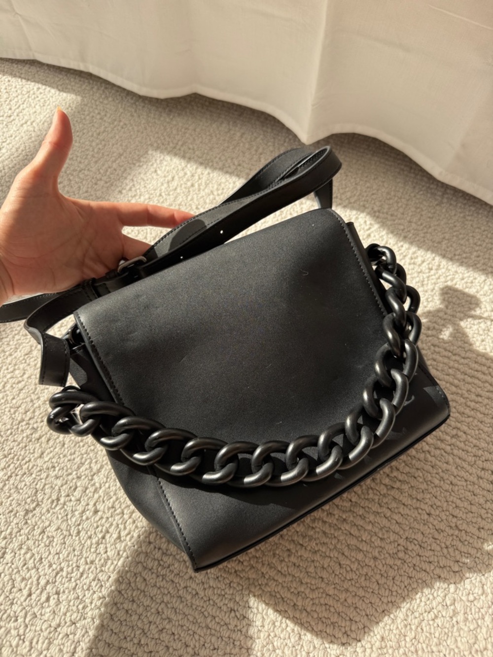 X Nihilo Black Leather Crossbody Bag Chain Detail Like New
